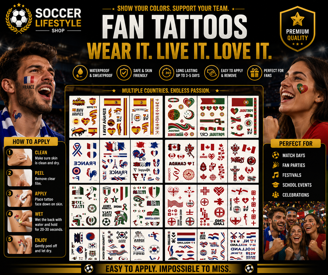 Fan Flag Tattoo Stickers™ – Match Day Edition