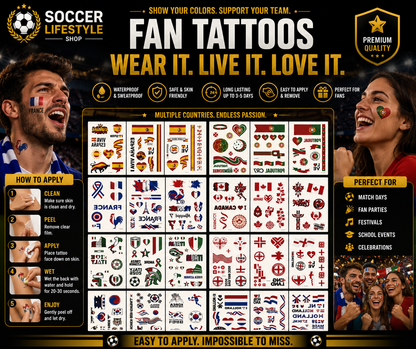 Fan Flag Tattoo Stickers™ – Match Day Edition