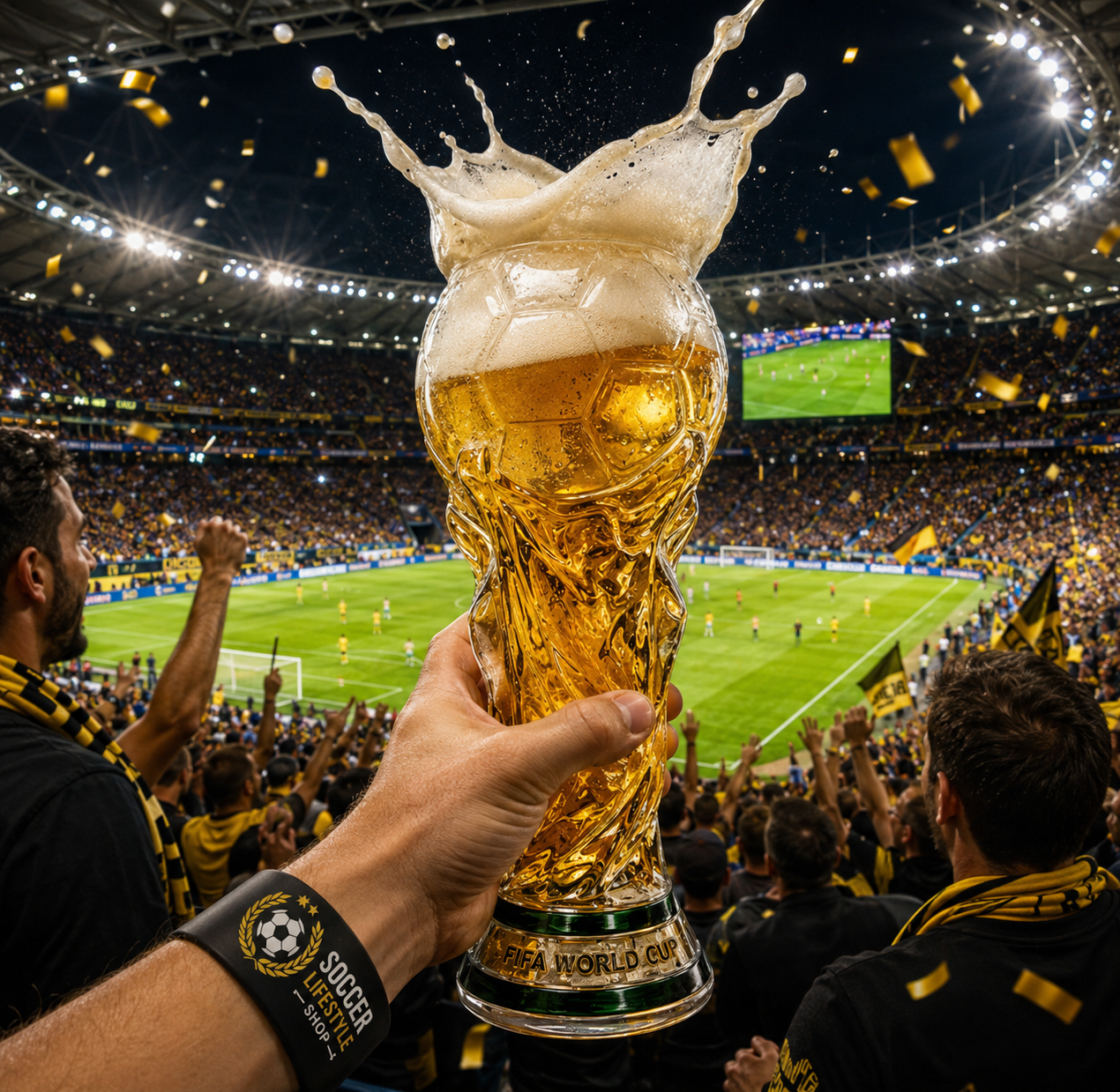 Golden Trophy Beer Glass™ – Soccer Fan Edition