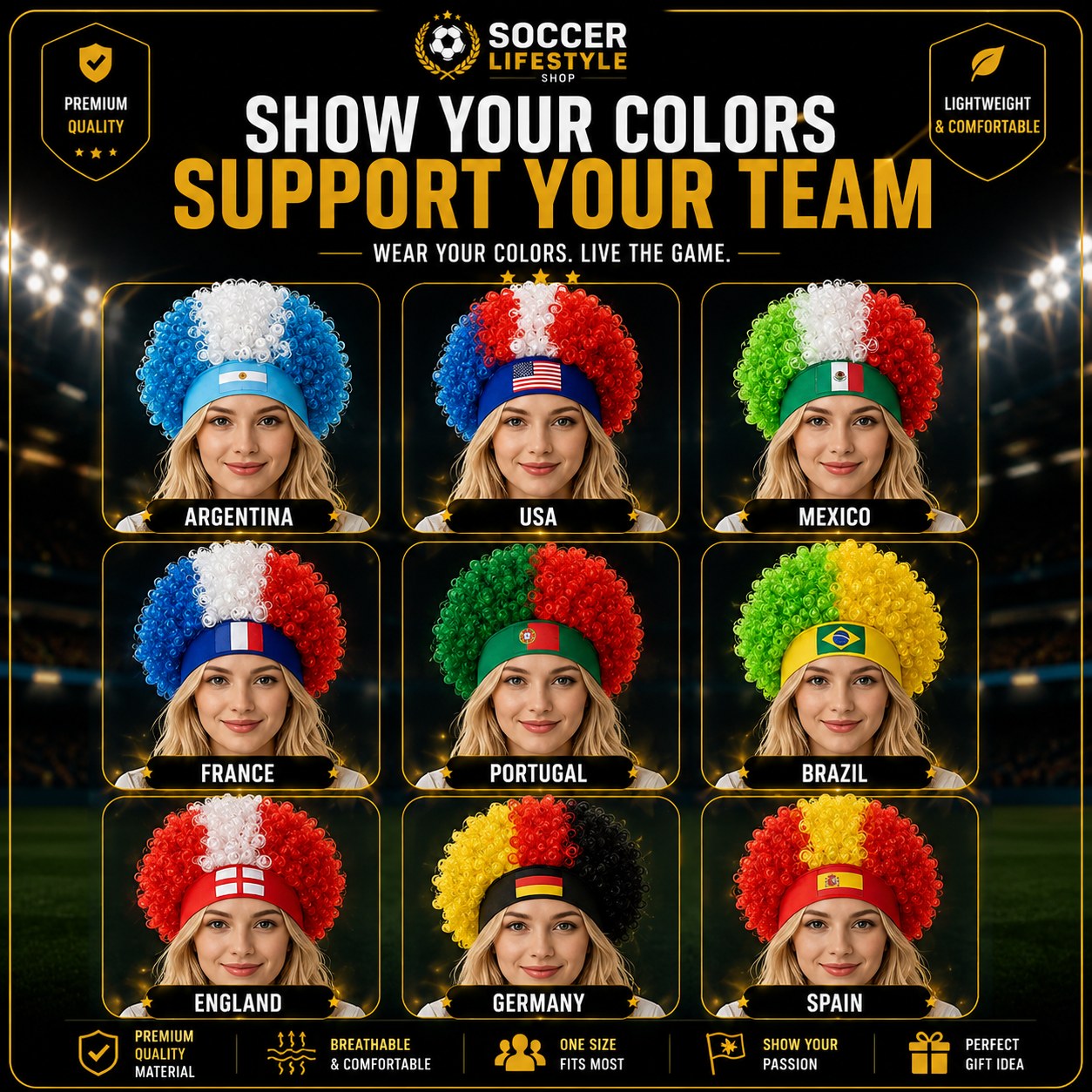 Curly Fan Wig™ – Stadium Edition