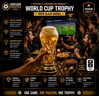 Golden Trophy Beer Glass™ – Soccer Fan Edition